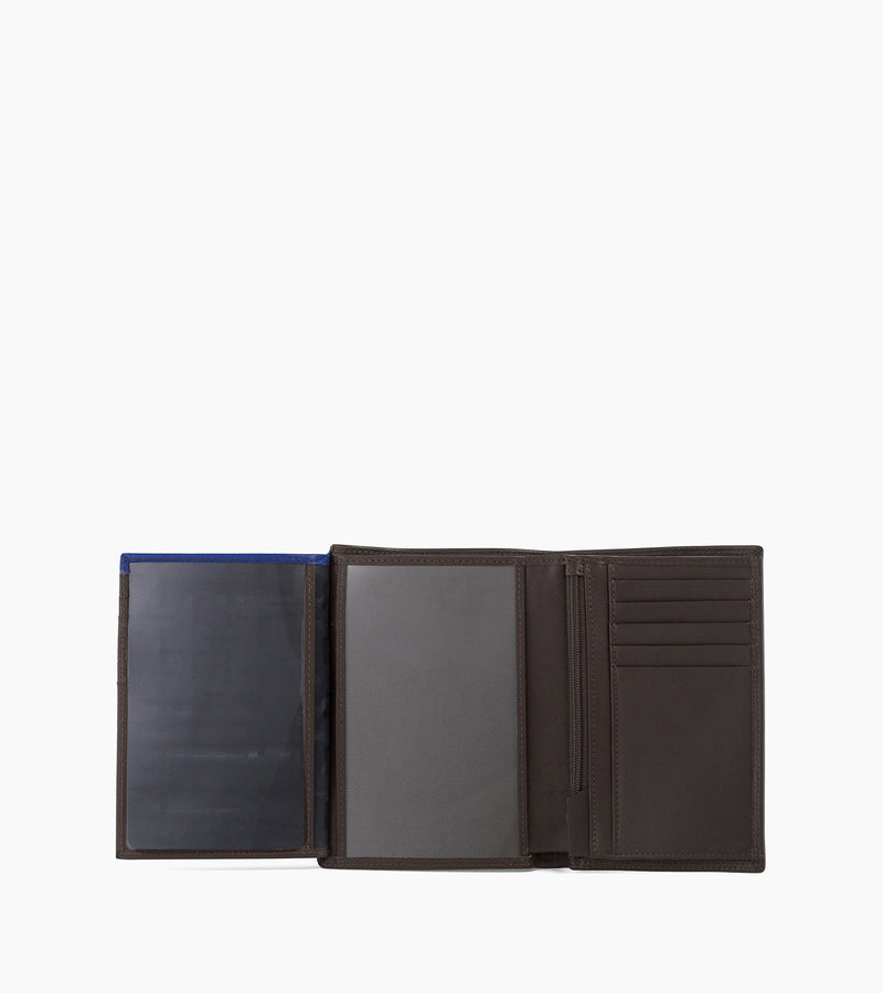 Grand portefeuille vertical zippé 2 volets Martin en cuir lisse  - Le Tanneur