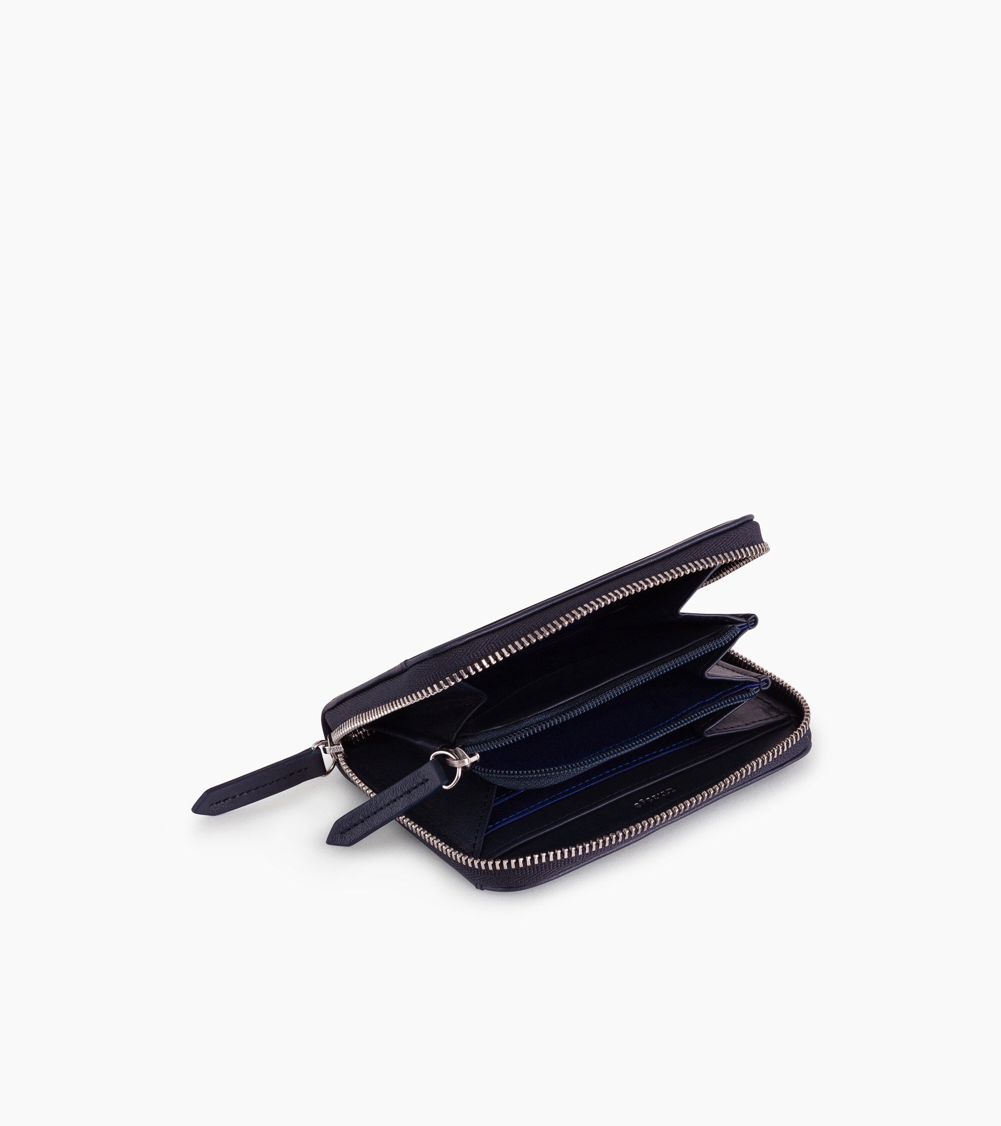 Porte monnaie zippé avec porte cartes amovible Charlotte en cuir lisse